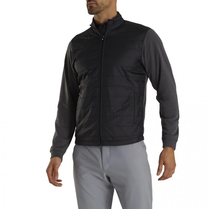 Men's Footjoy Full-Zip Hybrid Jacket Black / Charcoal | USA-RB2380