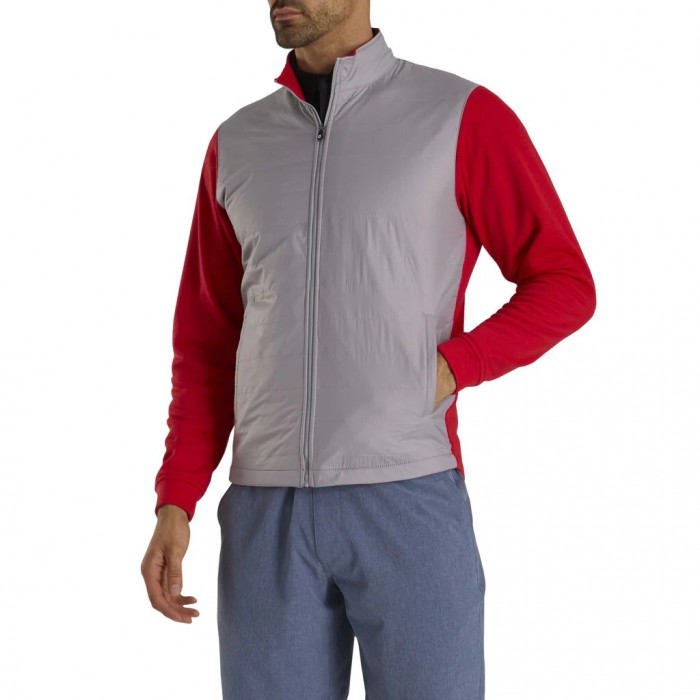 Men's Footjoy Full-Zip Hybrid Jacket Grey / Red | USA-PC6091