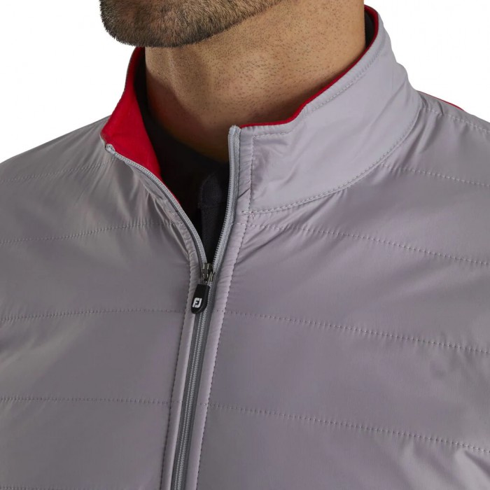 Men's Footjoy Full-Zip Hybrid Jacket Grey / Red | USA-PC6091