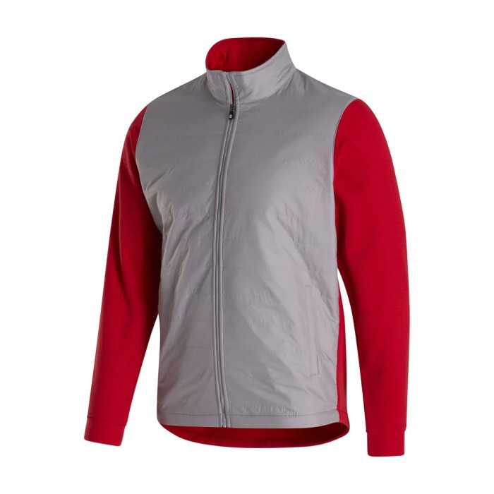 Men\'s Footjoy Full-Zip Hybrid Jacket Grey / Red | USA-PC6091