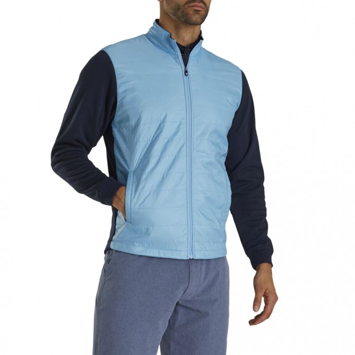 Men's Footjoy Full-Zip Hybrid Jacket Light Blue / Navy | USA-TQ6201