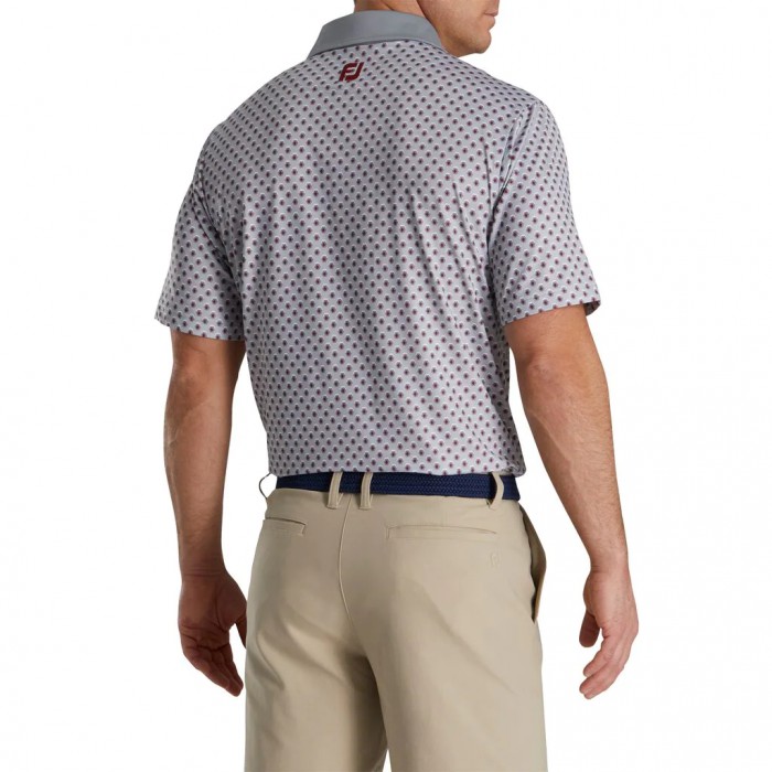 Men's Footjoy Geometric Print Lisle Self Collar Shirts Grey | USA-NM8275