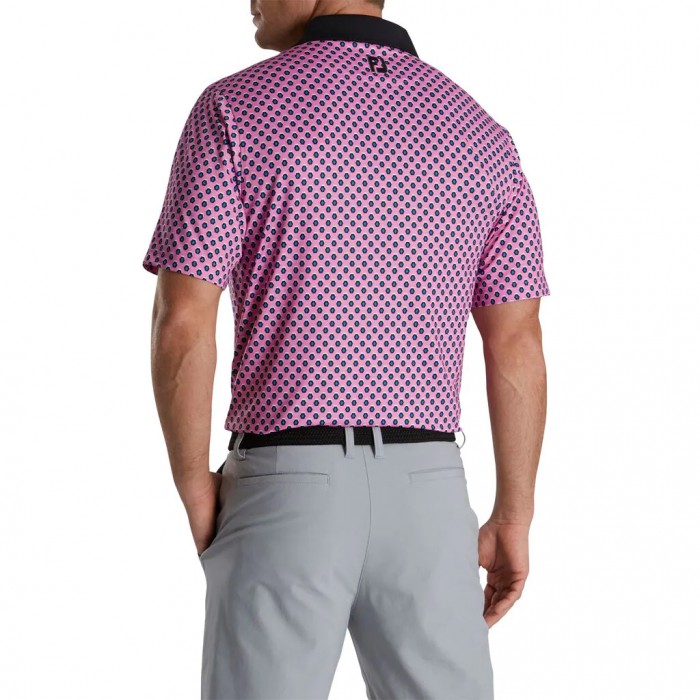 Men's Footjoy Geometric Print Lisle Self Collar Shirts Hot Pink | USA-RP7081