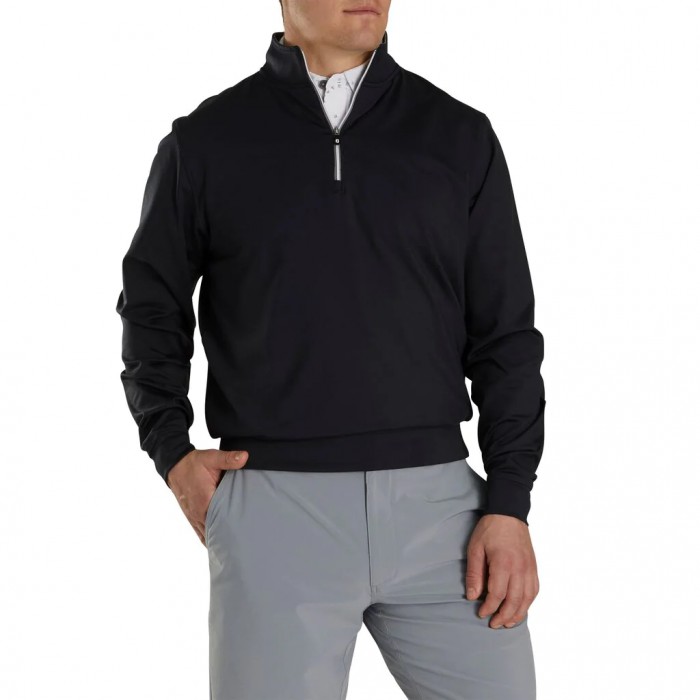 Men's Footjoy Half-Zip Pullover Black | USA-BT5086