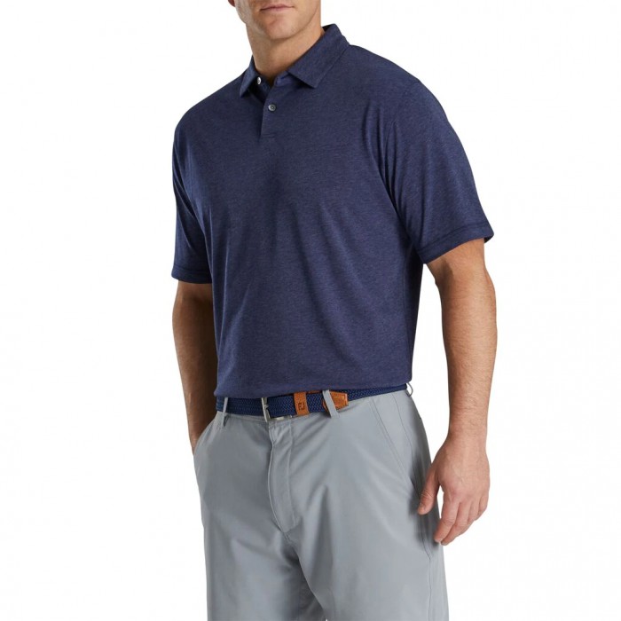 Men's Footjoy Heather Jersey Shirts Heather Navy | USA-LM9306