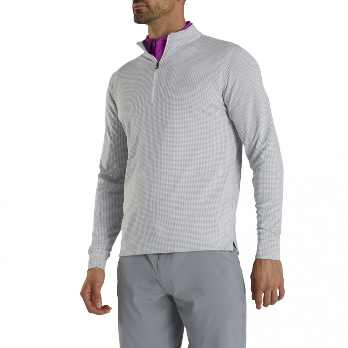 Men's Footjoy Houndstooth Jacquard Quarter-Zip Jacket Grey / White | USA-JV1482