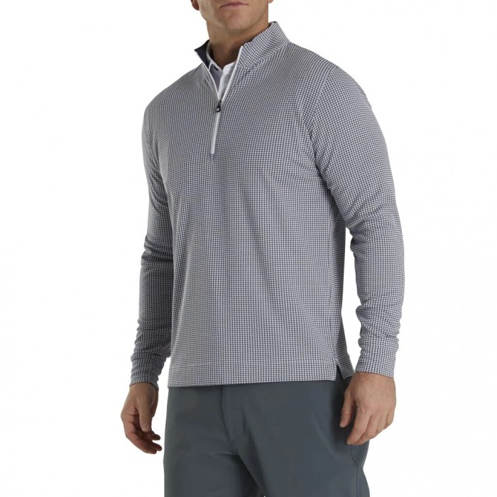 Men's Footjoy Houndstooth Jacquard Quarter-Zip Jacket Navy / White | USA-WB9361