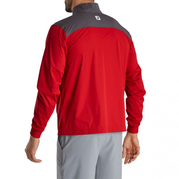 Men's Footjoy HydroKnit Pullover Charcoal / Red | USA-AS2076