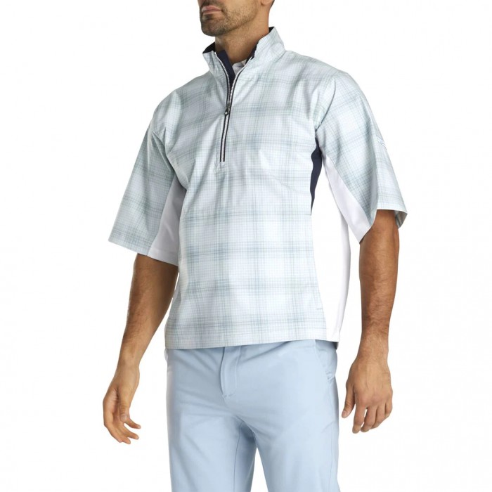 Men's Footjoy HydroLite Short Sleeve Shirts Grey Check / White | USA-KS1487