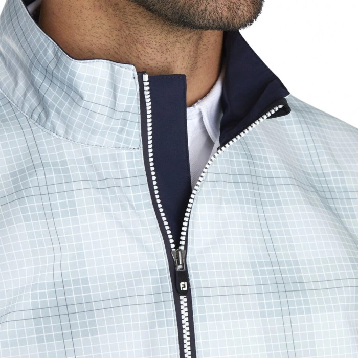 Men's Footjoy HydroLite Short Sleeve Shirts Grey Check / White | USA-KS1487