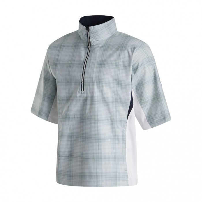 Men\'s Footjoy HydroLite Short Sleeve Shirts Grey Check / White | USA-KS1487