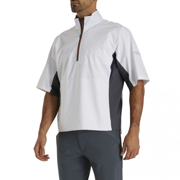Men's Footjoy HydroLite Short Sleeve Shirts White / Charcoal / Orange | USA-NI3927