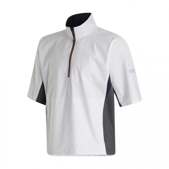 Men\'s Footjoy HydroLite Short Sleeve Shirts White / Charcoal / Orange | USA-NI3927