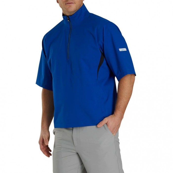 Men's Footjoy HydroLite Short Sleeve Shirts Royal / Black | USA-QI7946