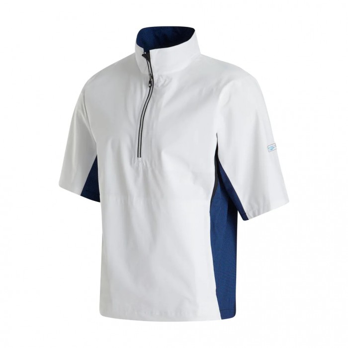 Men\'s Footjoy HydroLite Short Sleeve Shirts White / Royal + Black Houndstooth | USA-RL0847