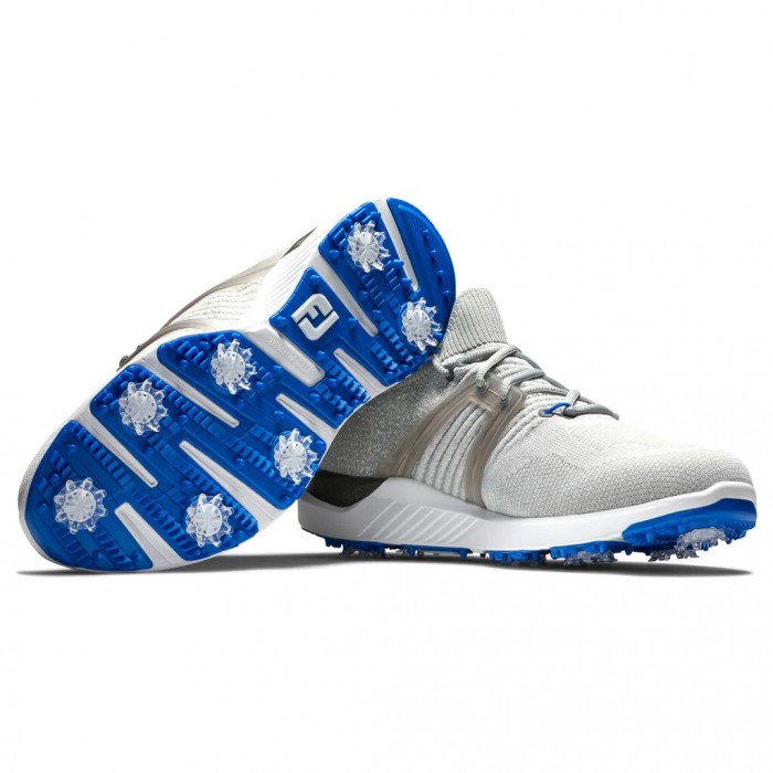 Men's Footjoy HyperFlex Spiked Golf Shoes Grey / White / Blue | USA-PR8315