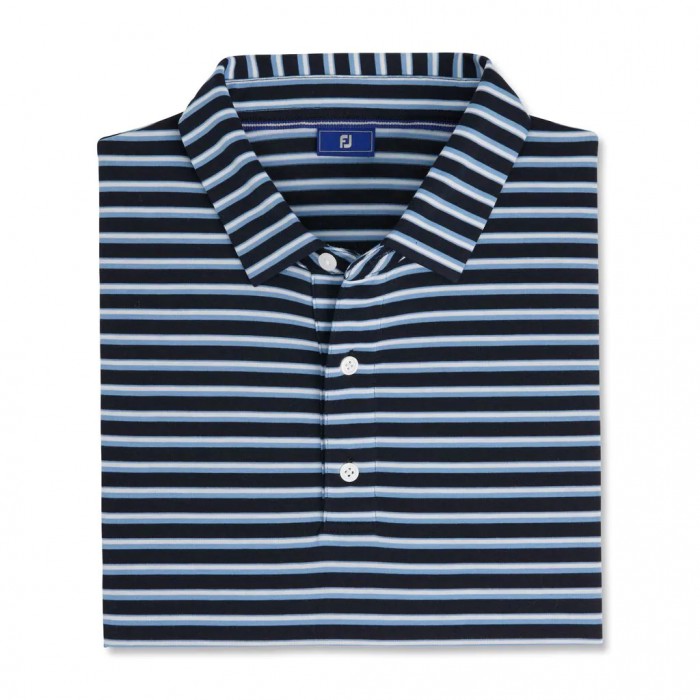 Men\'s Footjoy Jersey Classic Stripe Shirts Navy / Wedgewood / White | USA-LH8130