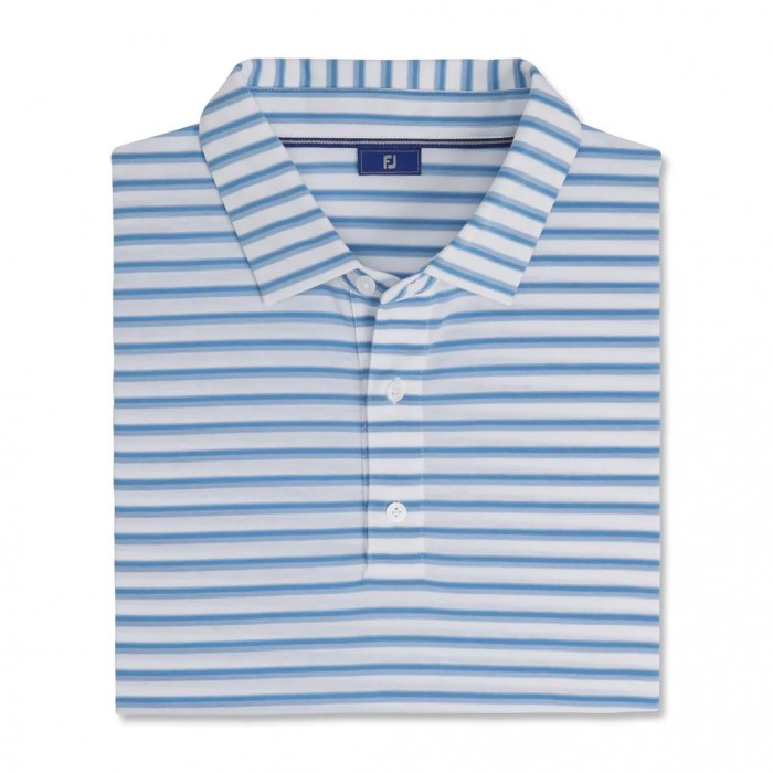 Men\'s Footjoy Jersey Classic Stripe Shirts White / Mist / Cornflower | USA-SQ2637