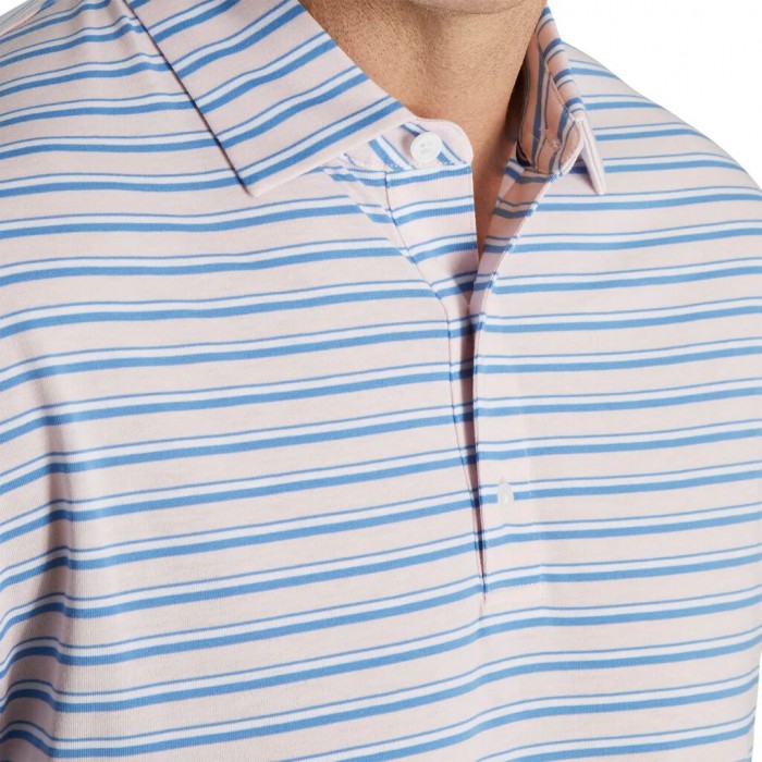 Men's Footjoy Jersey Classic Stripe Shirts Light Pink / Cornflower / White | USA-ZL4709