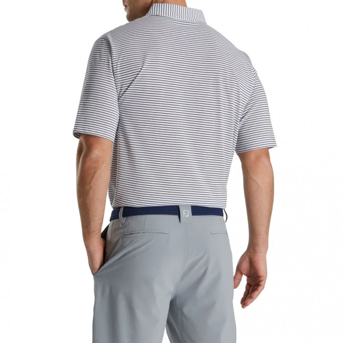 Men's Footjoy Jersey Pencil Stripe Shirts White / Navy | USA-SB0758