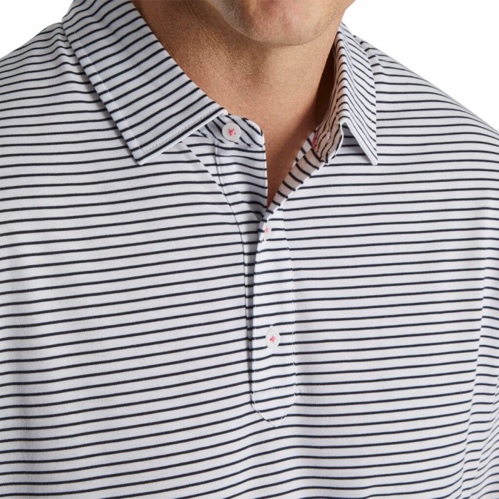 Men's Footjoy Jersey Pencil Stripe Shirts White / Navy | USA-SB0758