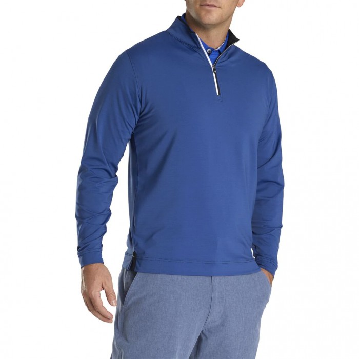 Men's Footjoy Lightweight Quarter-Zip Jacket Black / Royal | USA-QU2148