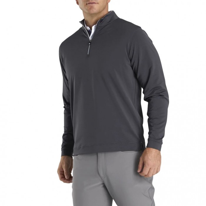 Men's Footjoy Lightweight Quarter-Zip Jacket Heather Charcoal / Black | USA-WX1025