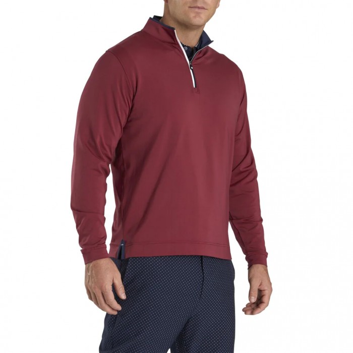 Men's Footjoy Lightweight Quarter-Zip Jacket Red / Navy | USA-ZF5167