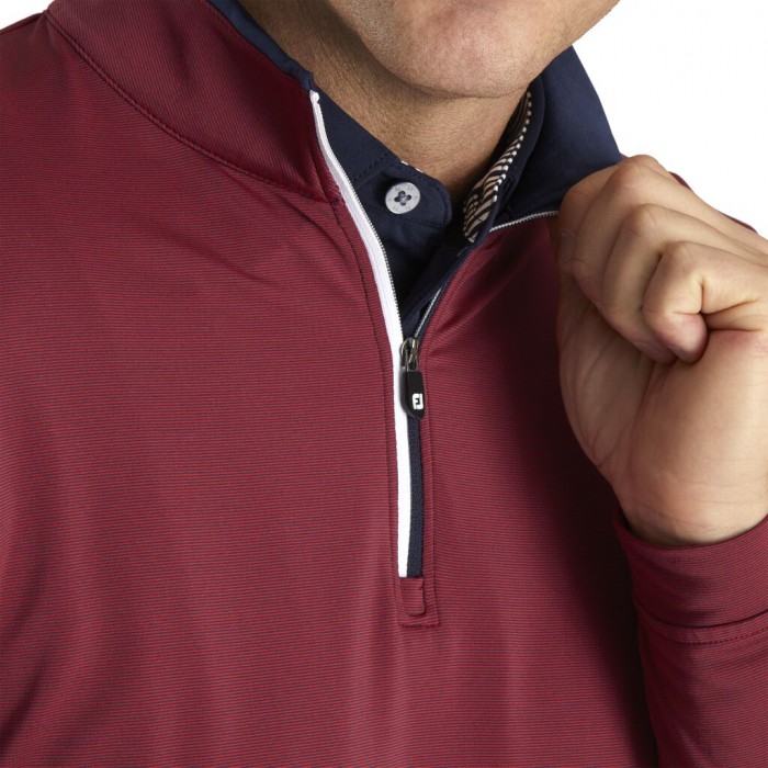 Men's Footjoy Lightweight Quarter-Zip Jacket Red / Navy | USA-ZF5167