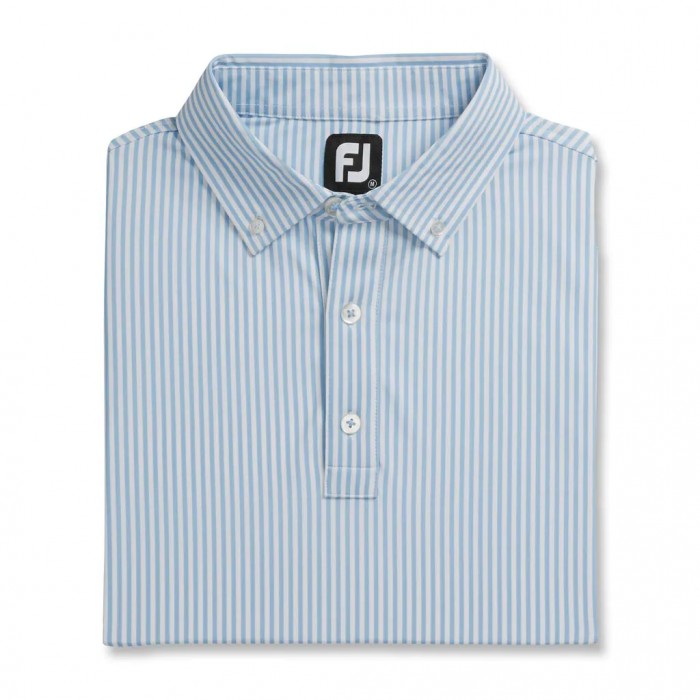 Men\'s Footjoy Limited Edition Lisle Stripe Self Collar Shirts Light Blue / White | USA-WY7235