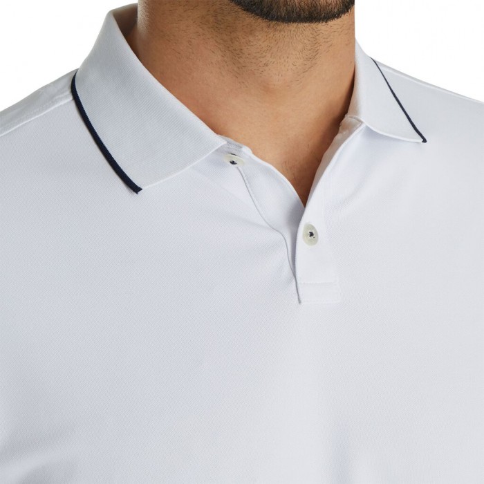 Men's Footjoy Limited Edition Pique Solid Knit Collar Shirts White | USA-JW8495