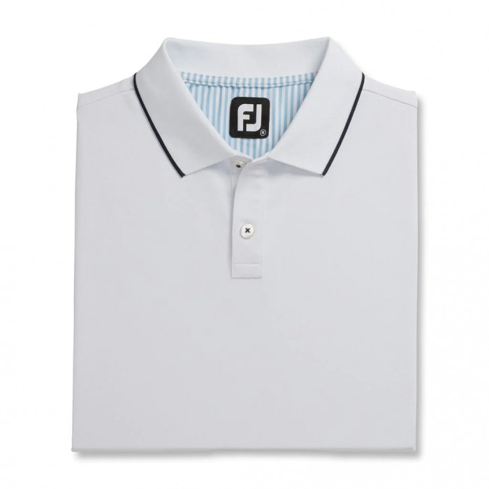 Men\'s Footjoy Limited Edition Pique Solid Knit Collar Shirts White | USA-JW8495