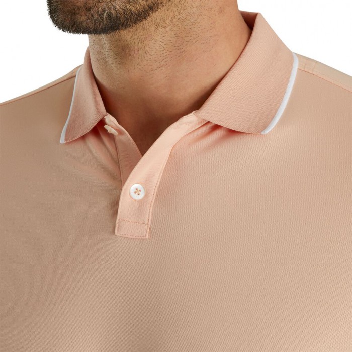 Men's Footjoy Limited Edition Pique Solid Knit Collar Shirts Peach | USA-RE3961