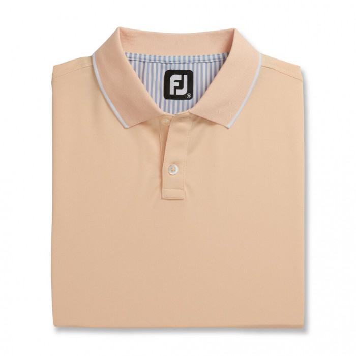 Men\'s Footjoy Limited Edition Pique Solid Knit Collar Shirts Peach | USA-RE3961