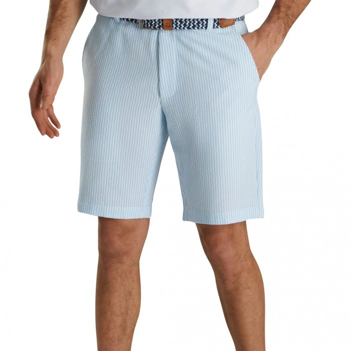 Men's Footjoy Limited Edition Seersucker 10 Inch Inseam Stripe Shorts Shorts Light Blue / White | US