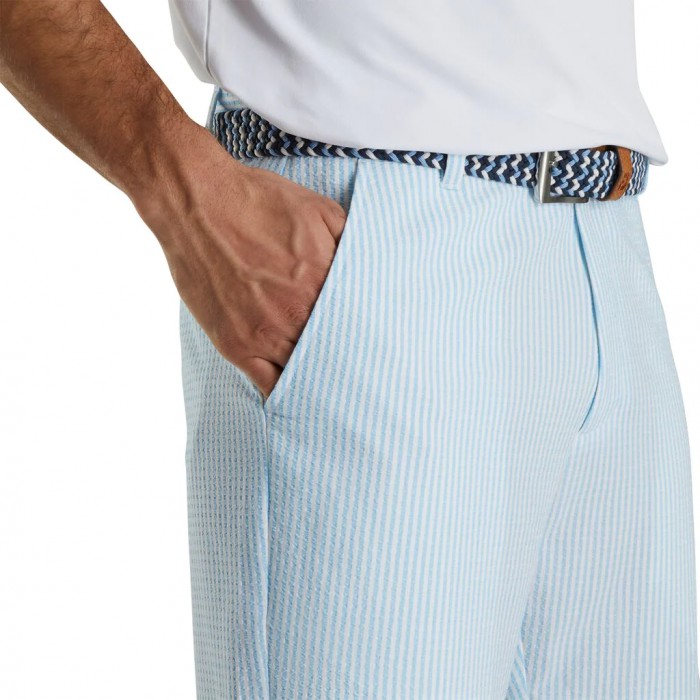 Men's Footjoy Limited Edition Seersucker 10 Inch Inseam Stripe Shorts Shorts Light Blue / White | US