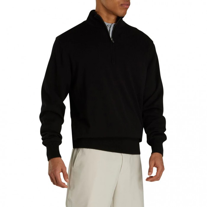 Men's Footjoy Lined Performance Sweater Jacket Black | USA-EB6384