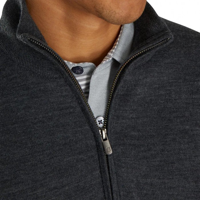 Men's Footjoy Lined Performance Sweater Jacket Charcoal Heather | USA-HE1064