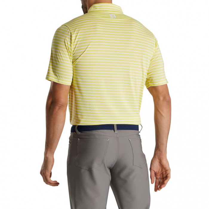 Men's Footjoy Lisle 2-Color Stripe Self Collar Shirts Yellow / White | USA-HX9074