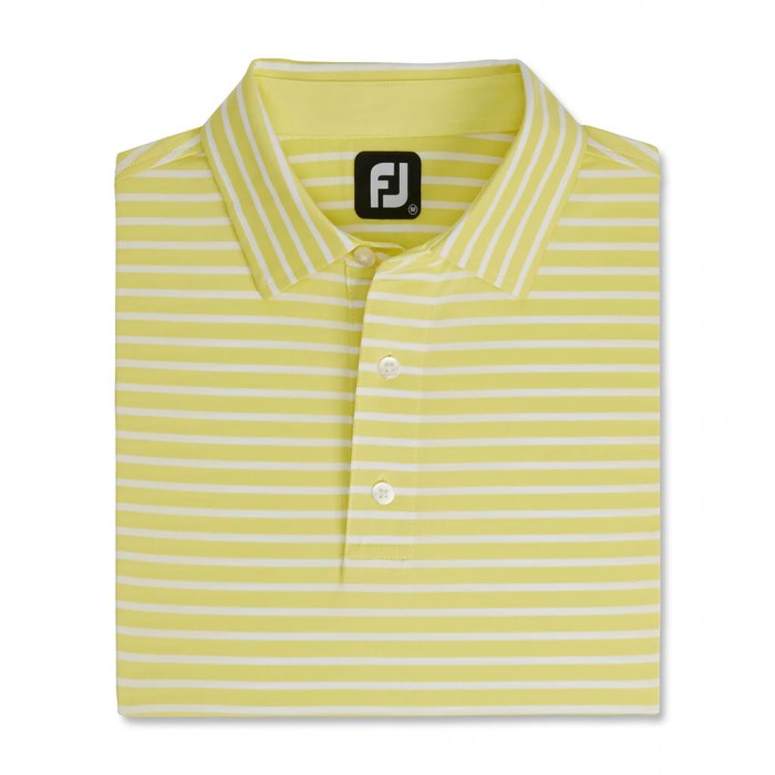 Men\'s Footjoy Lisle 2-Color Stripe Self Collar Shirts Yellow / White | USA-HX9074