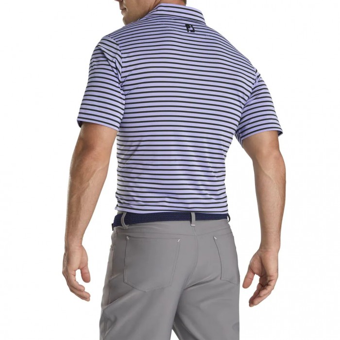 Men's Footjoy Lisle 2-Color Stripe Self Collar Shirts Lavender / Black | USA-PO8965