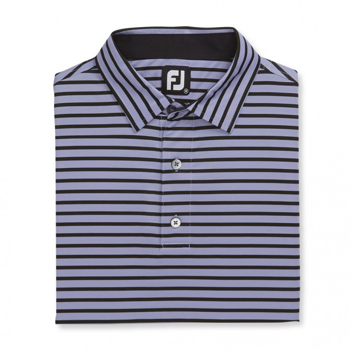 Men\'s Footjoy Lisle 2-Color Stripe Self Collar Shirts Lavender / Black | USA-PO8965