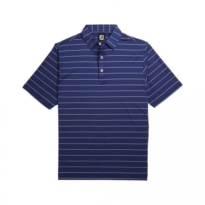 Men's Footjoy Lisle Double Pin Stripe Self Collar Shirts Twilight | USA-WK1459