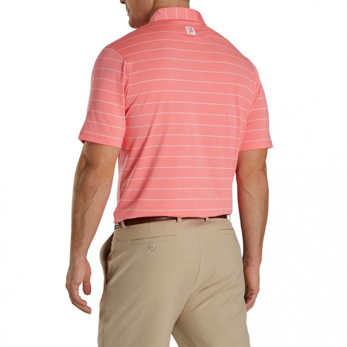 Men's Footjoy Lisle Double Pin Stripe Self Collar Shirts Watermelon | USA-YP0385