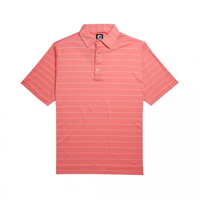 Men's Footjoy Lisle Double Pin Stripe Self Collar Shirts Watermelon | USA-YP0385