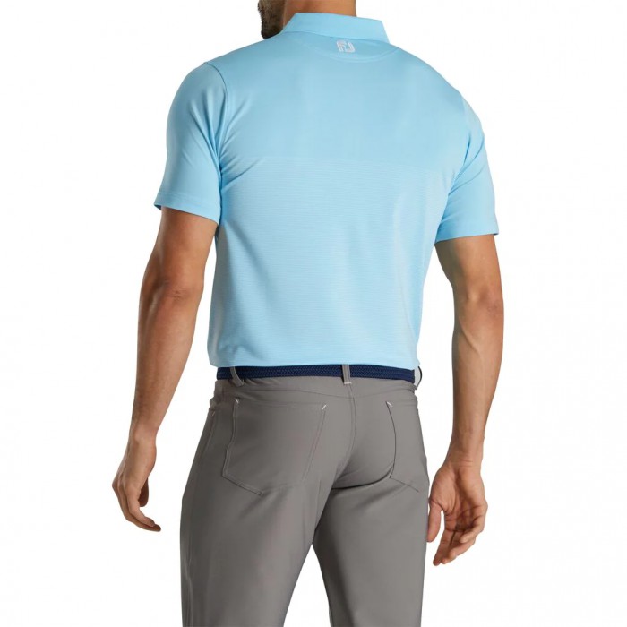 Men's Footjoy Lisle Engineered Pin Stripe Self Collar Shirts Light Blue / White | USA-DN6421