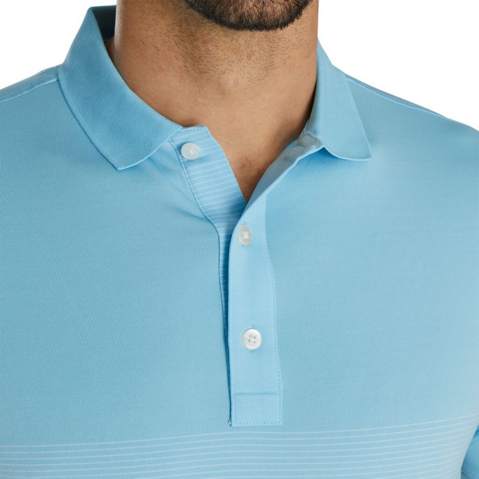 Men's Footjoy Lisle Engineered Pin Stripe Self Collar Shirts Light Blue / White | USA-DN6421