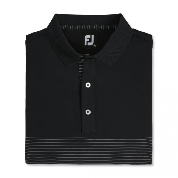 Men\'s Footjoy Lisle Engineered Pin Stripe Self Collar Shirts Black / Grey | USA-LJ8570