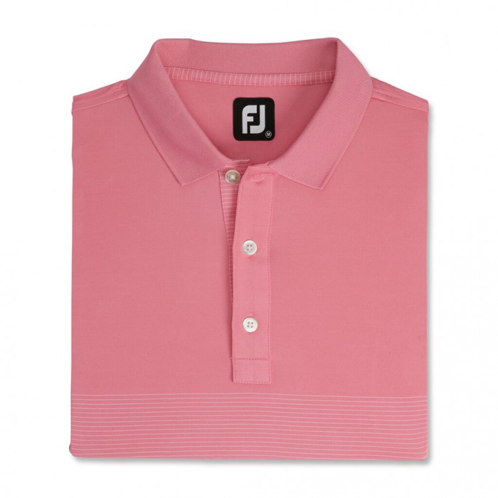 Men\'s Footjoy Lisle Engineered Pin Stripe Self Collar Shirts Azalea / White | USA-WF7568