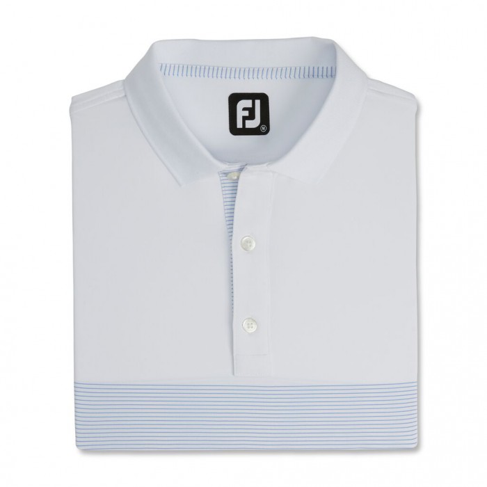 Men\'s Footjoy Lisle Engineered Pin Stripe Self Collar Shirts White / Royal | USA-ZA1789